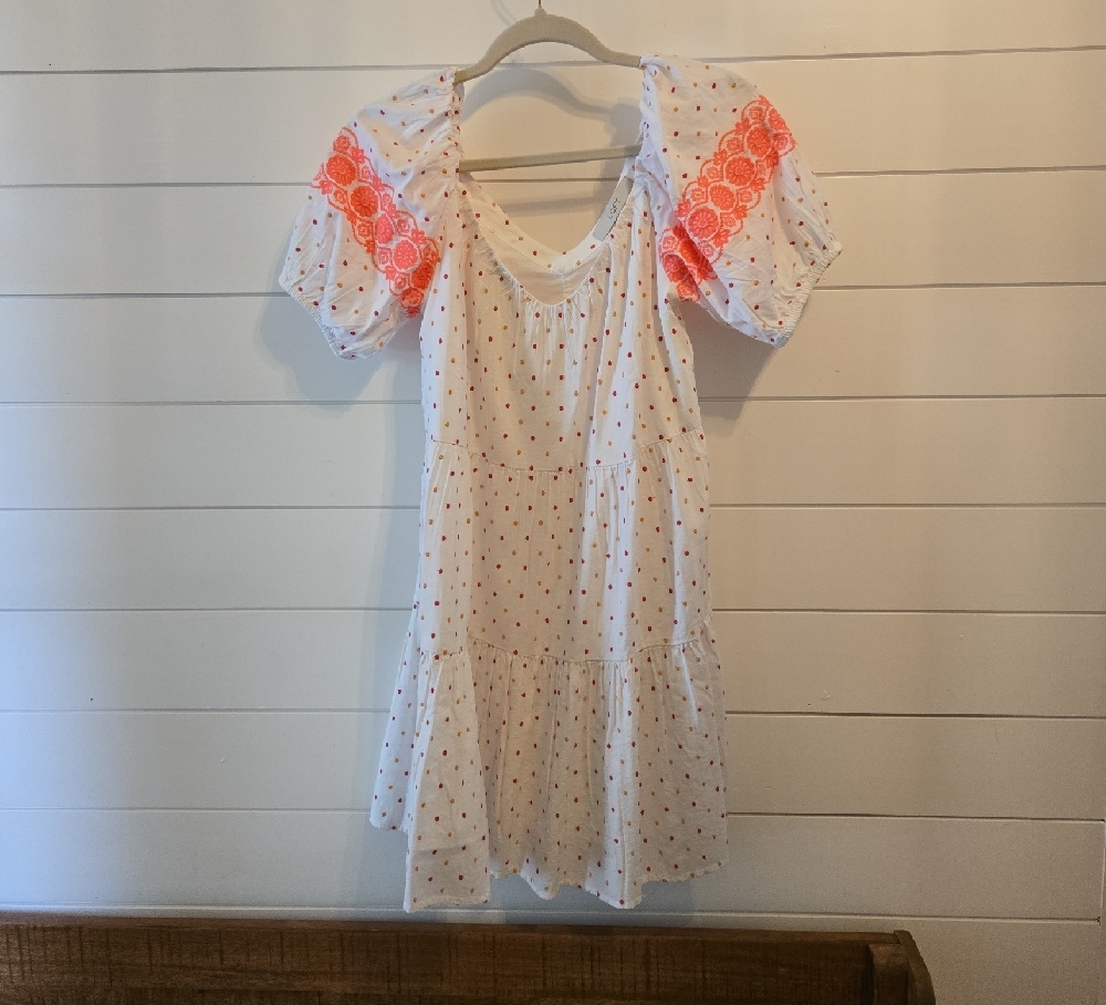 LOFT Pink and White Ruffled Tiered Sundress